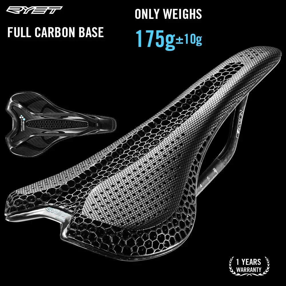 RYET 3D Printed Carbon Saddle 175g Ultra Lightweight (Oval Rails 7x9mm)