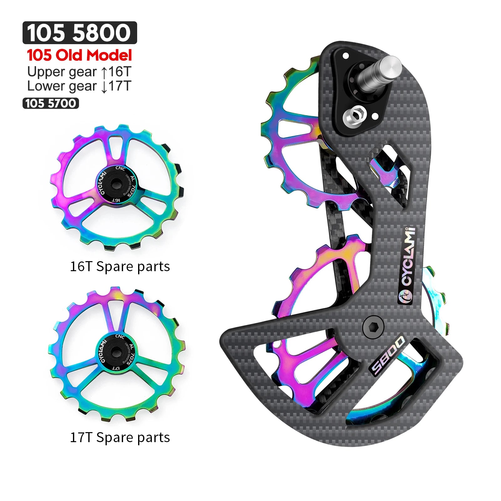 CYCLAMI Bike Carbon Rear Derailleurs Bicycle Ceramic Bearing Wheel Set For SHIMANO Ultegra DURA ACE UT R8000 105 R7000 5800 6800