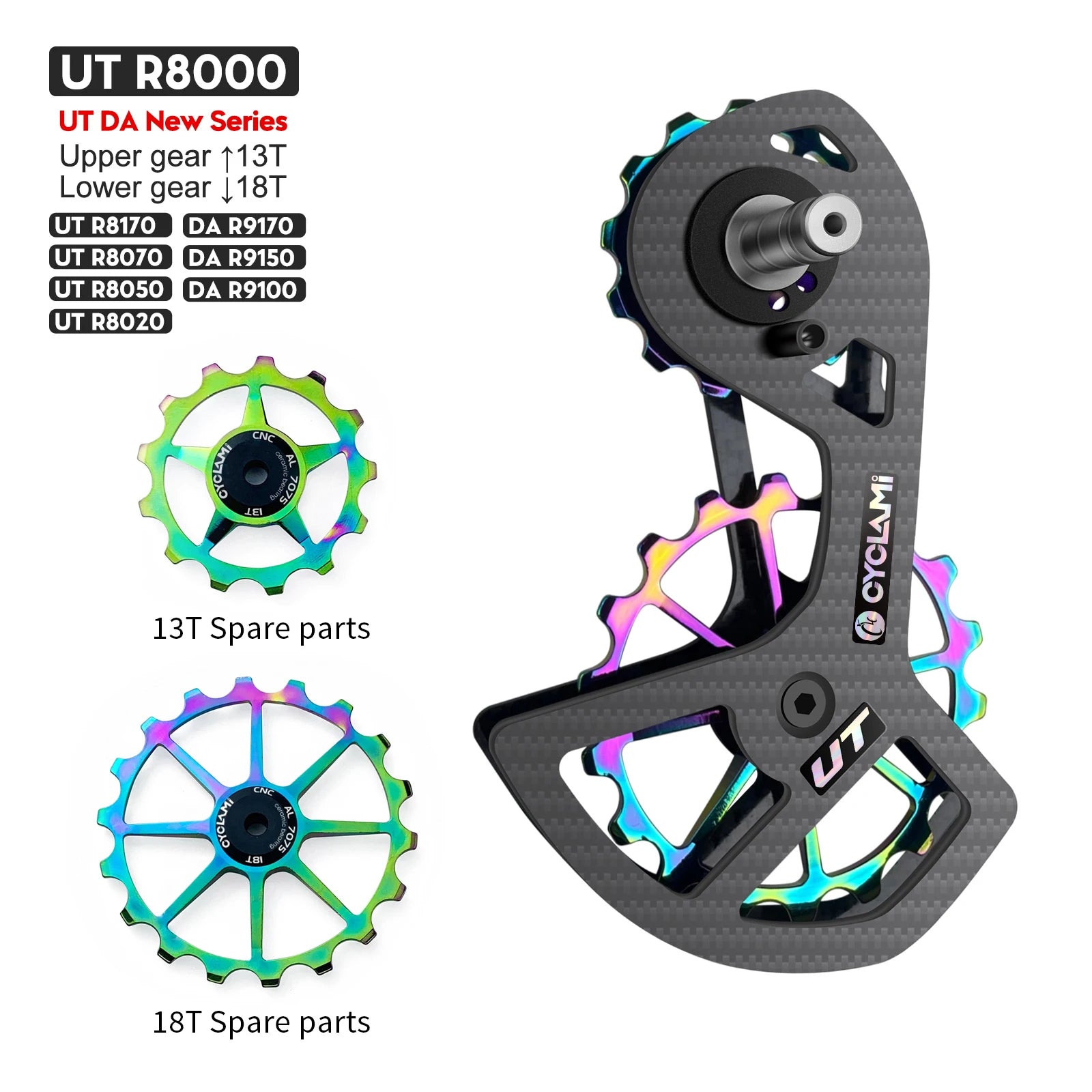 CYCLAMI Bike Carbon Rear Derailleurs Bicycle Ceramic Bearing Wheel Set For SHIMANO Ultegra DURA ACE UT R8000 105 R7000 5800 6800