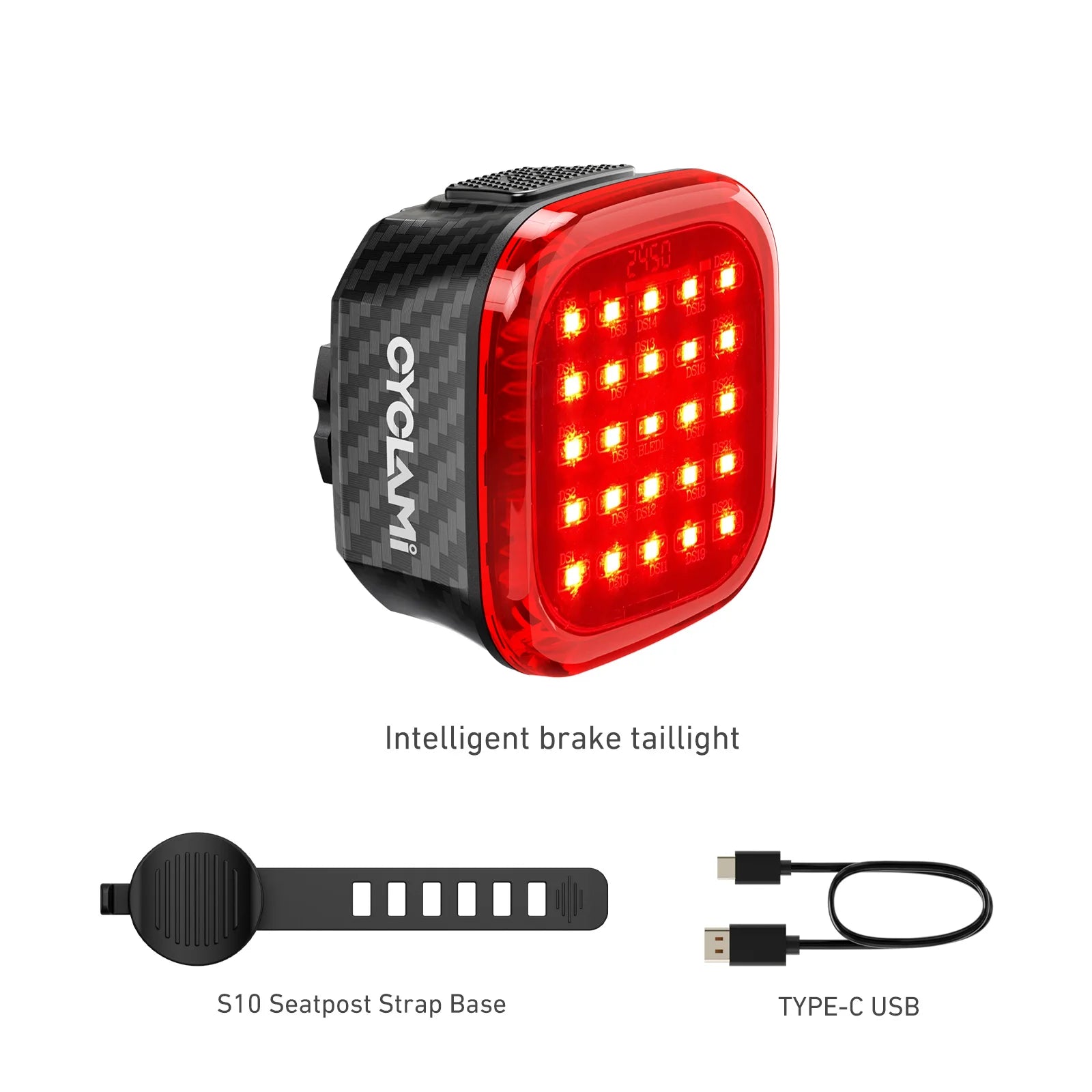 CYCLAMI Bike TailLight Smart Sensing MTB Road Bicycle Rear Light IPX6 Waterproof Type-C Charging Tail light