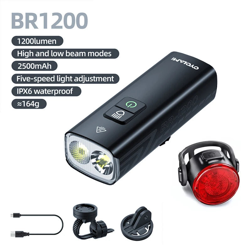 CYCLAMI 1200 2000 Lumen Bicycle Light Headlight Bike Front Lamp USB Rechargeable  4500mAh Bicycle Lamp IPX6 Waterproof Headlight
