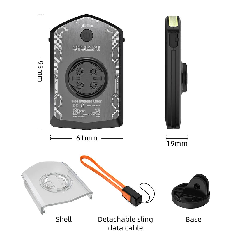 CYCLAMI RVL01 Bicycle Headlight Daytime  Front Light 5000mAh Bike Safety Visibility Cycling Light for Garmin XOSS IGS Charging