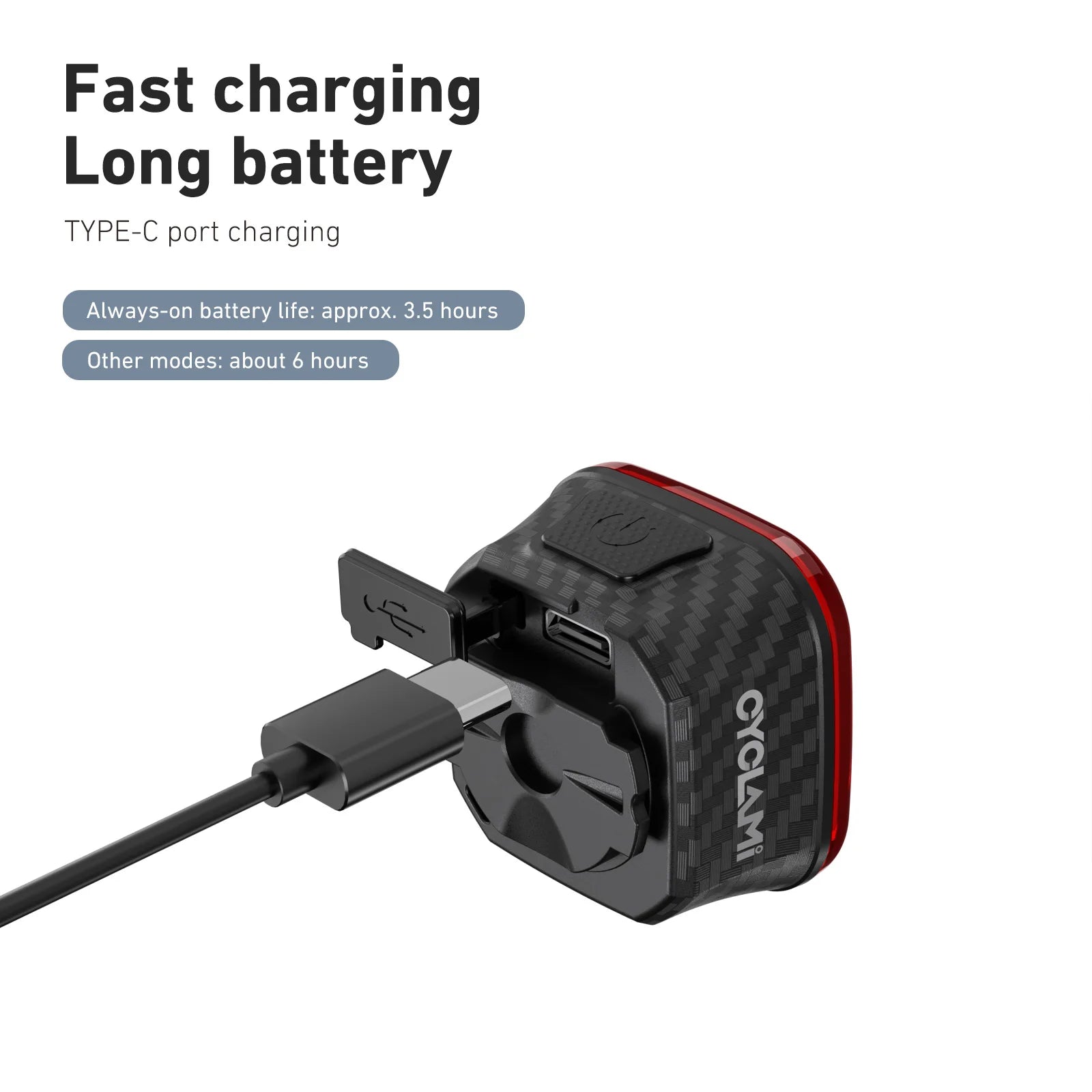 CYCLAMI Bike TailLight Smart Sensing MTB Road Bicycle Rear Light IPX6 Waterproof Type-C Charging Tail light