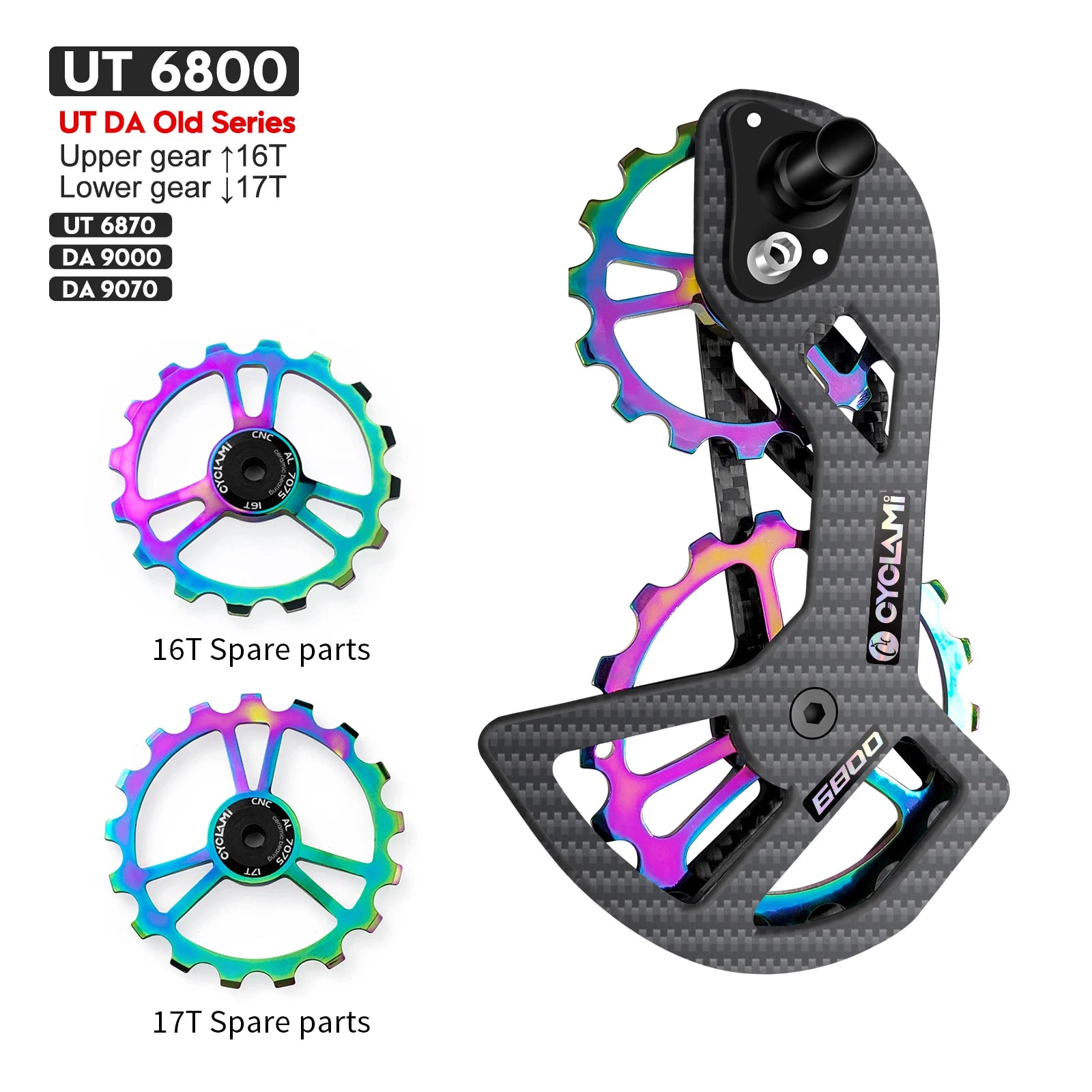 CYCLAMI Bike Carbon Rear Derailleurs Bicycle Ceramic Bearing Wheel Set For SHIMANO Ultegra DURA ACE UT R8000 105 R7000 5800 6800