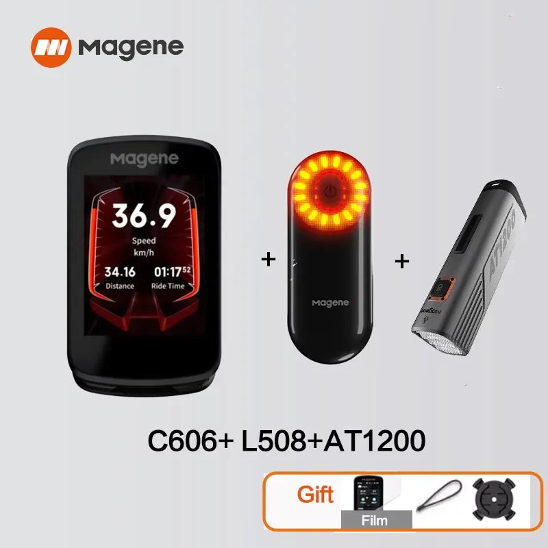 Magene GPS Bike Computer C606 Navigation Speedometer Cycling Digital Stopwatch Odometer Trainer Bicycle Light WiFi Bluetooth Ant