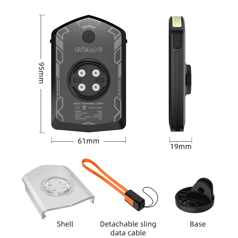 CYCLAMI RVL01 Bicycle Headlight Daytime  Front Light 5000mAh Bike Safety Visibility Cycling Light for Garmin XOSS IGS Charging