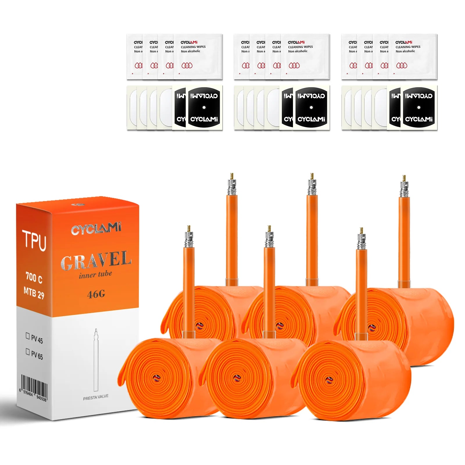 CYCLAMI Ultralight TPU Road Bicycle Inner Tube 700Cx32-47C MTB 29 Gravel Bike Inner Tube French Valve FV65mm/45mm