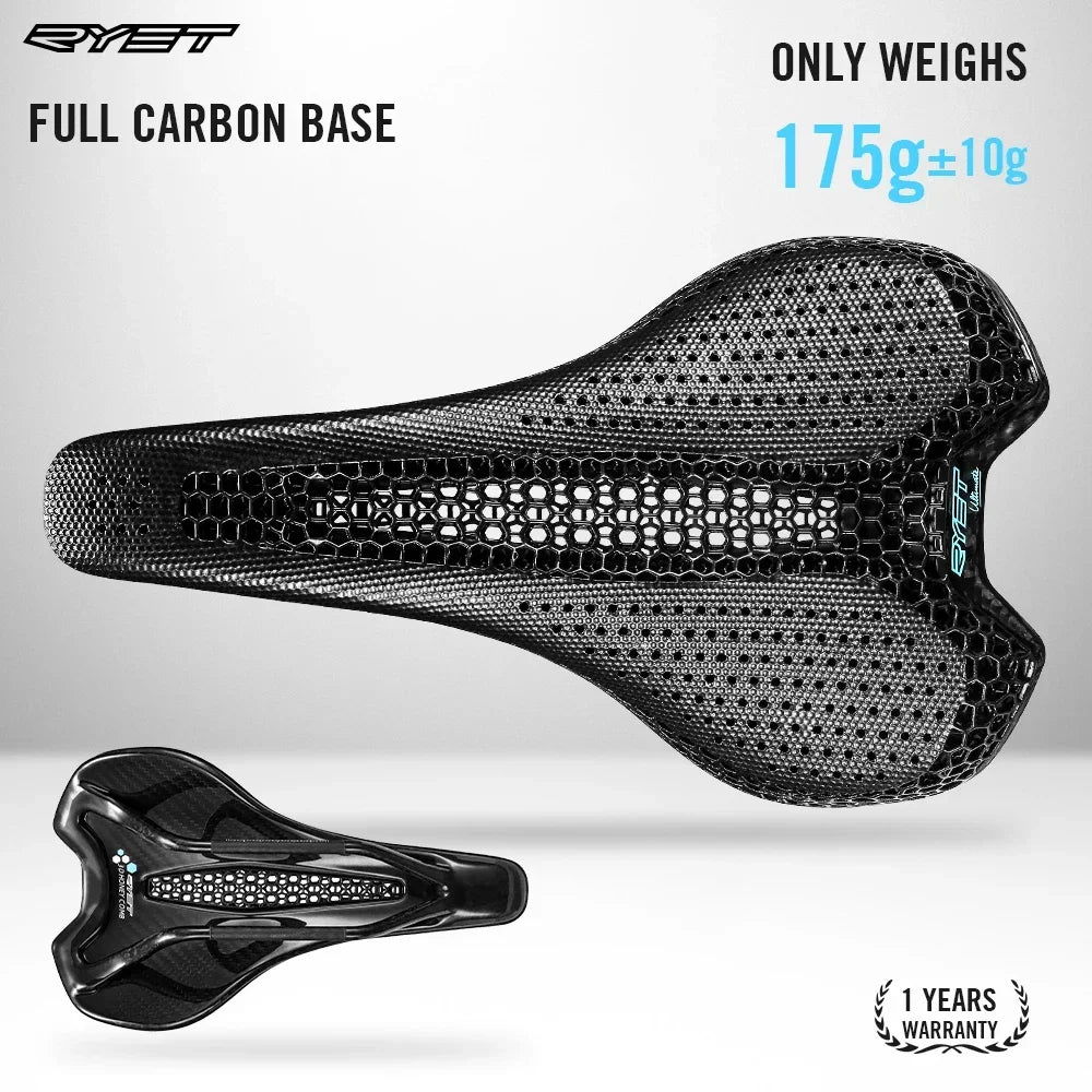 RYET 3D Printed Carbon Saddle 175g Ultra Lightweight (Oval Rails 7x9mm)